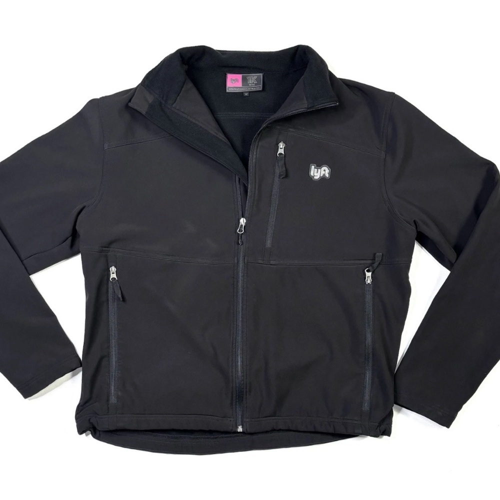 Lyft 1K Rides Jacket Mens Medium Black Softshell Fleece Lined Zip Up